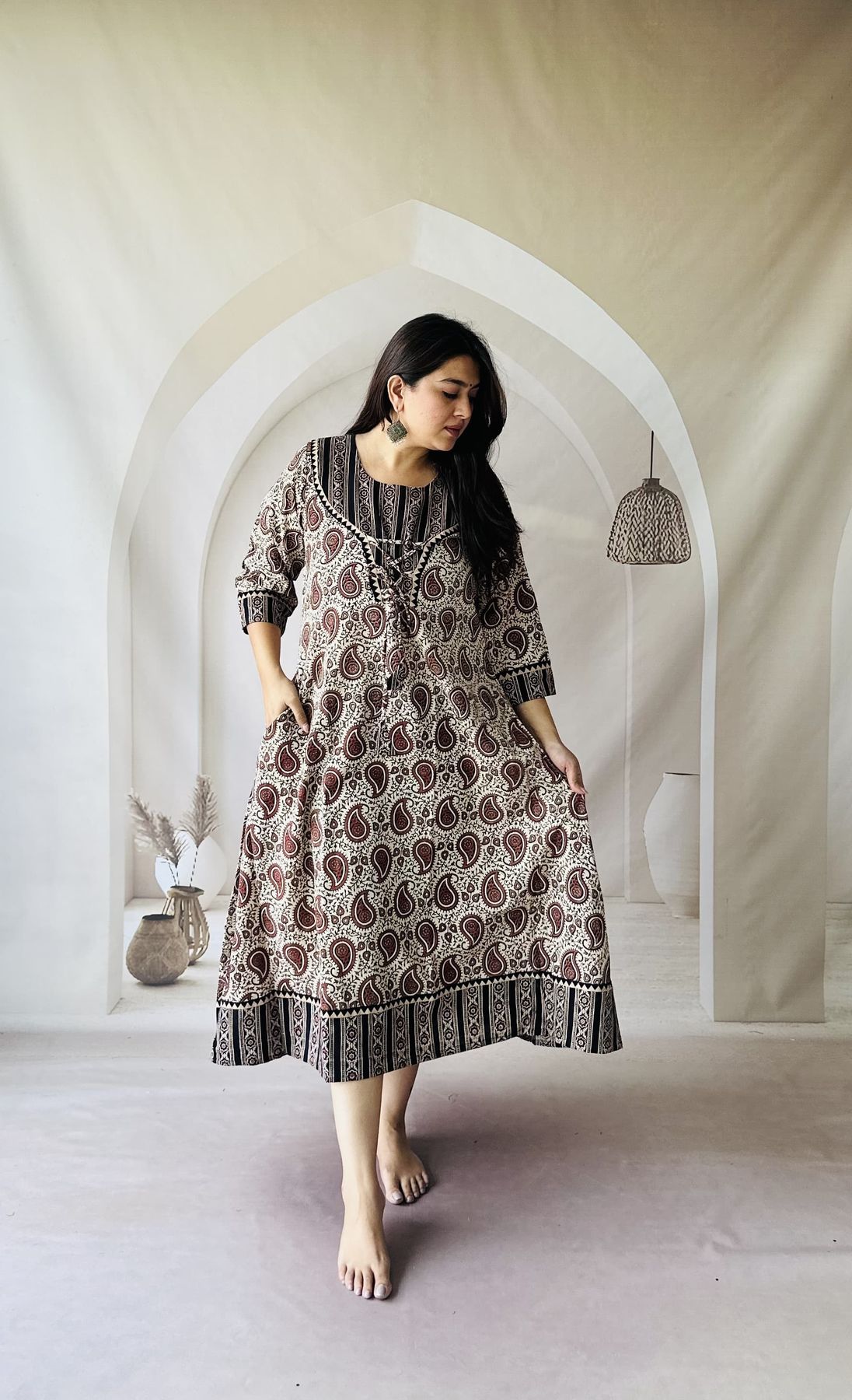 Ajrakh Hand Block Printed Cotton Dress – Handpicked For You