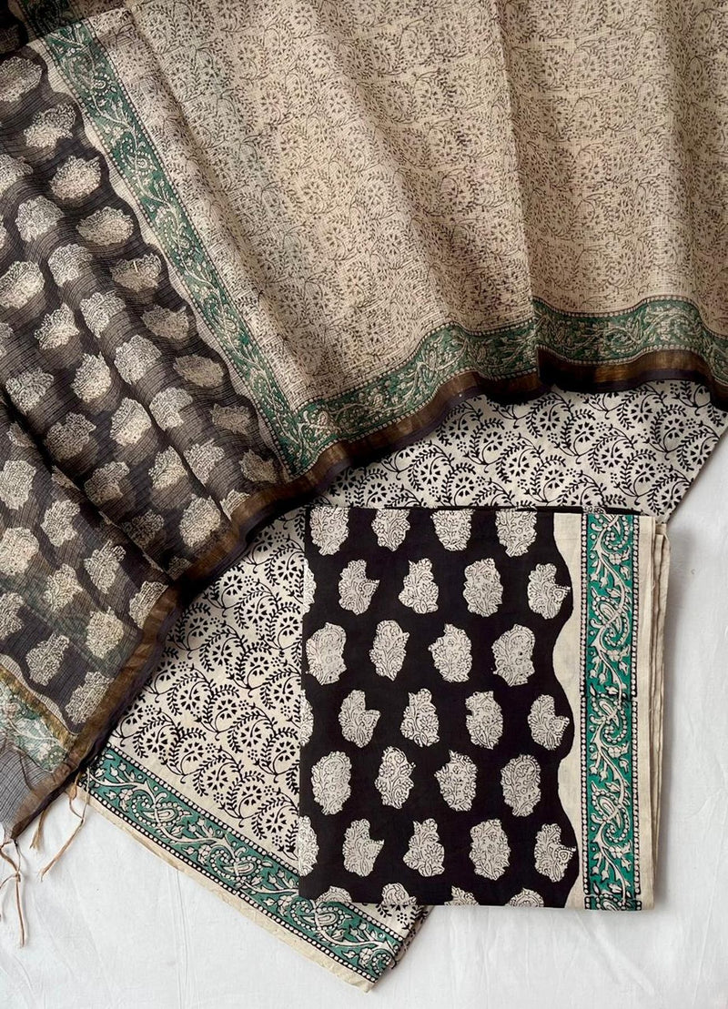 Handblock Printed Cotton Salwars | Kota Doria Dupatta