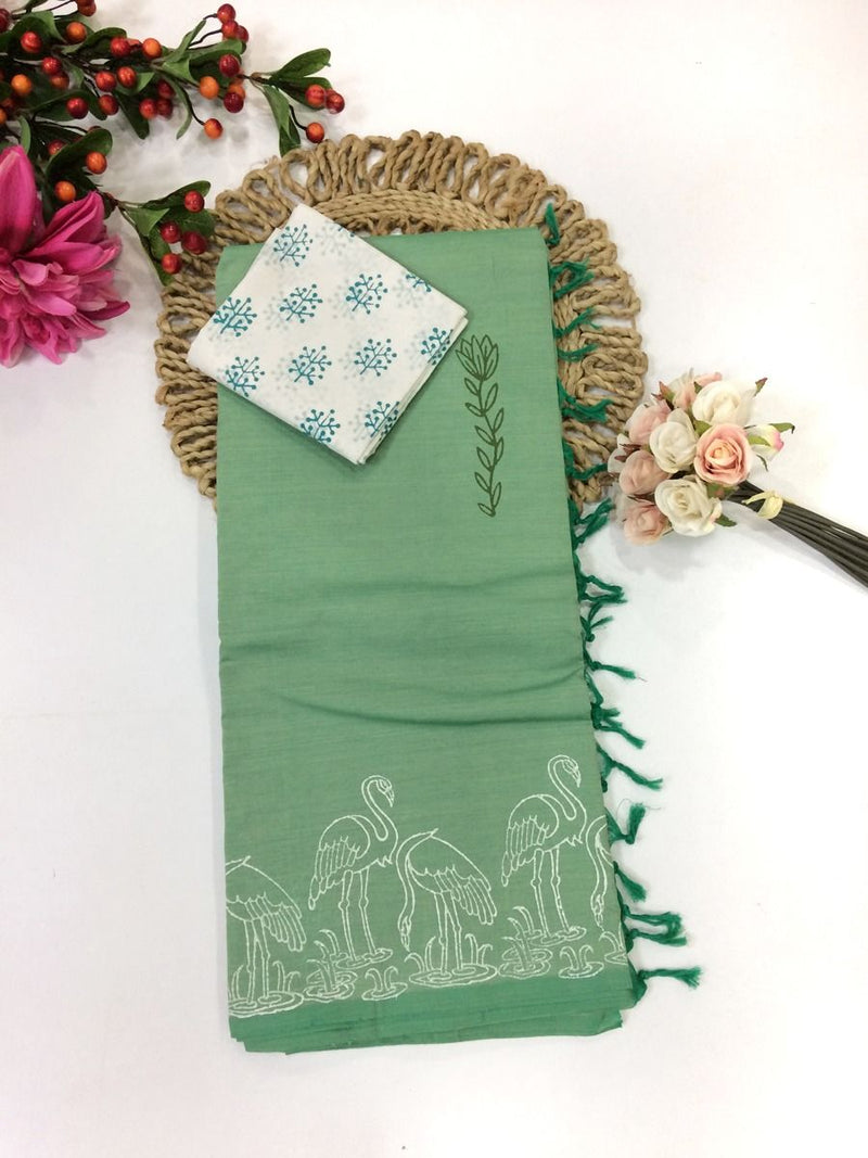 Cotton Blend Sarees | Block Printed