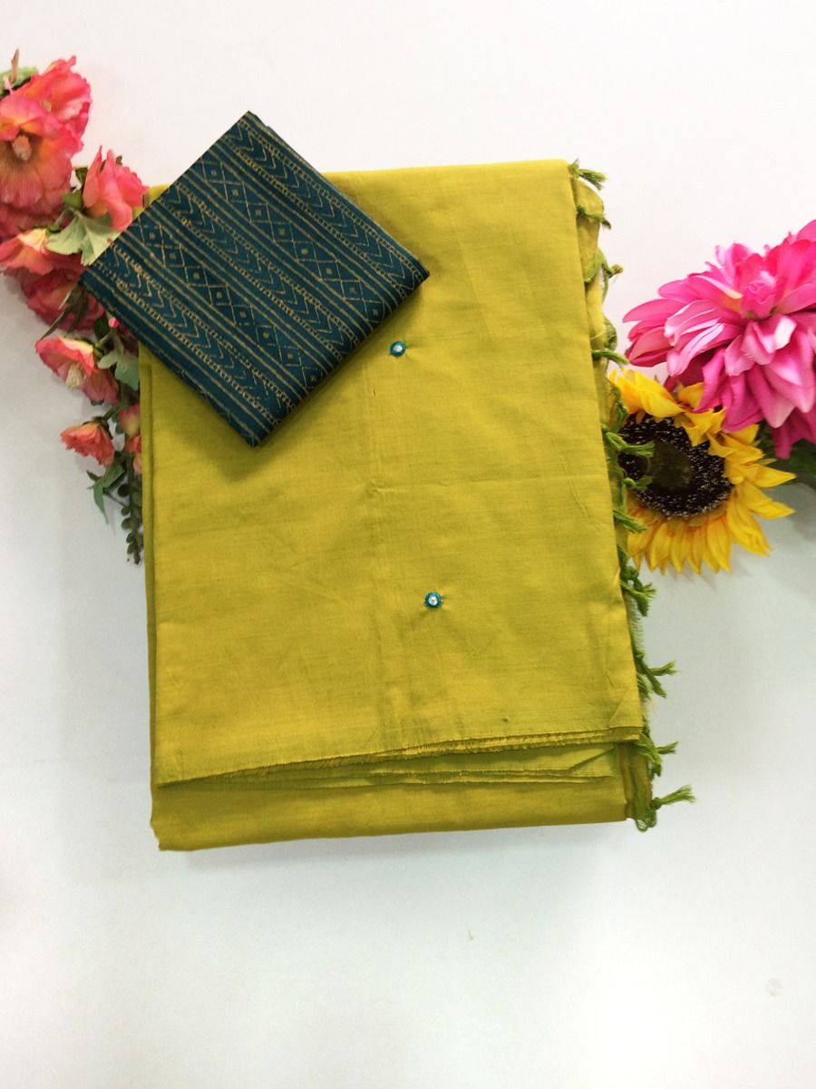 Cotton Blend Sarees | Mirror Work