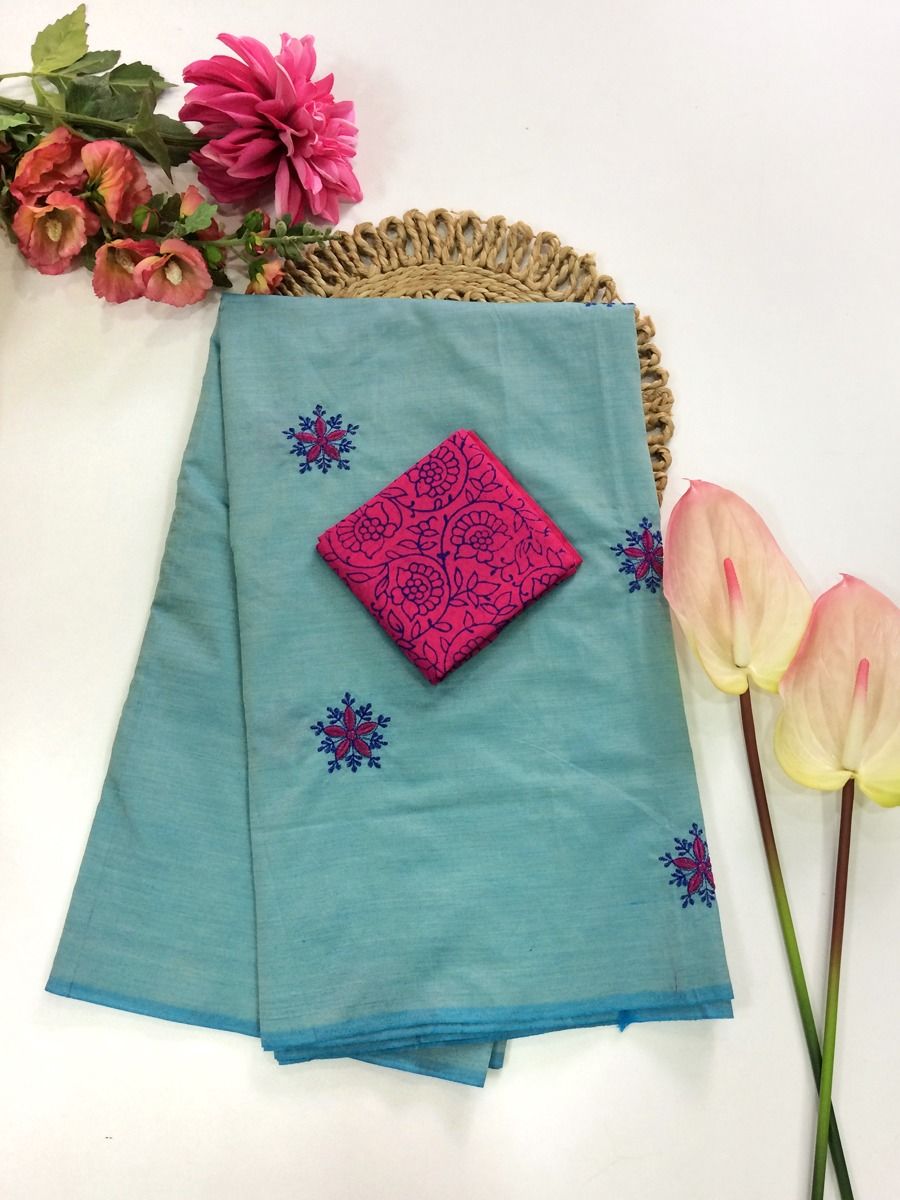 Cotton Blend Sarees | Embroidery