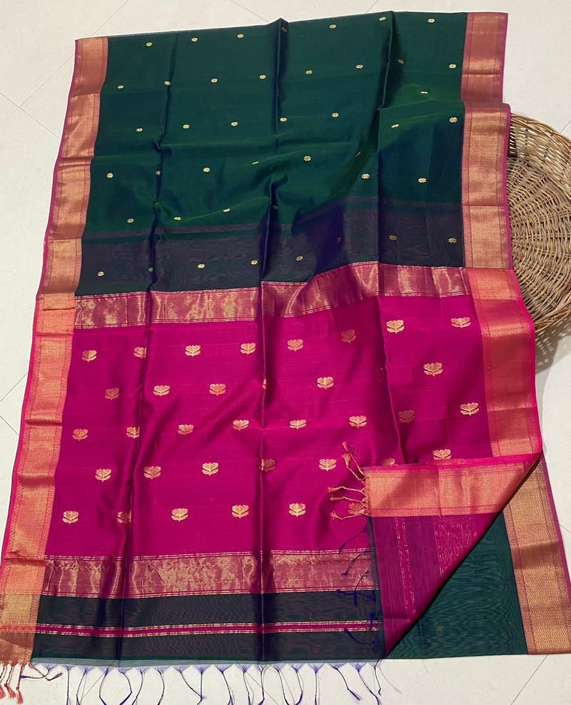 Maheshwari Silk Handloom Sarees | Floral Buttas