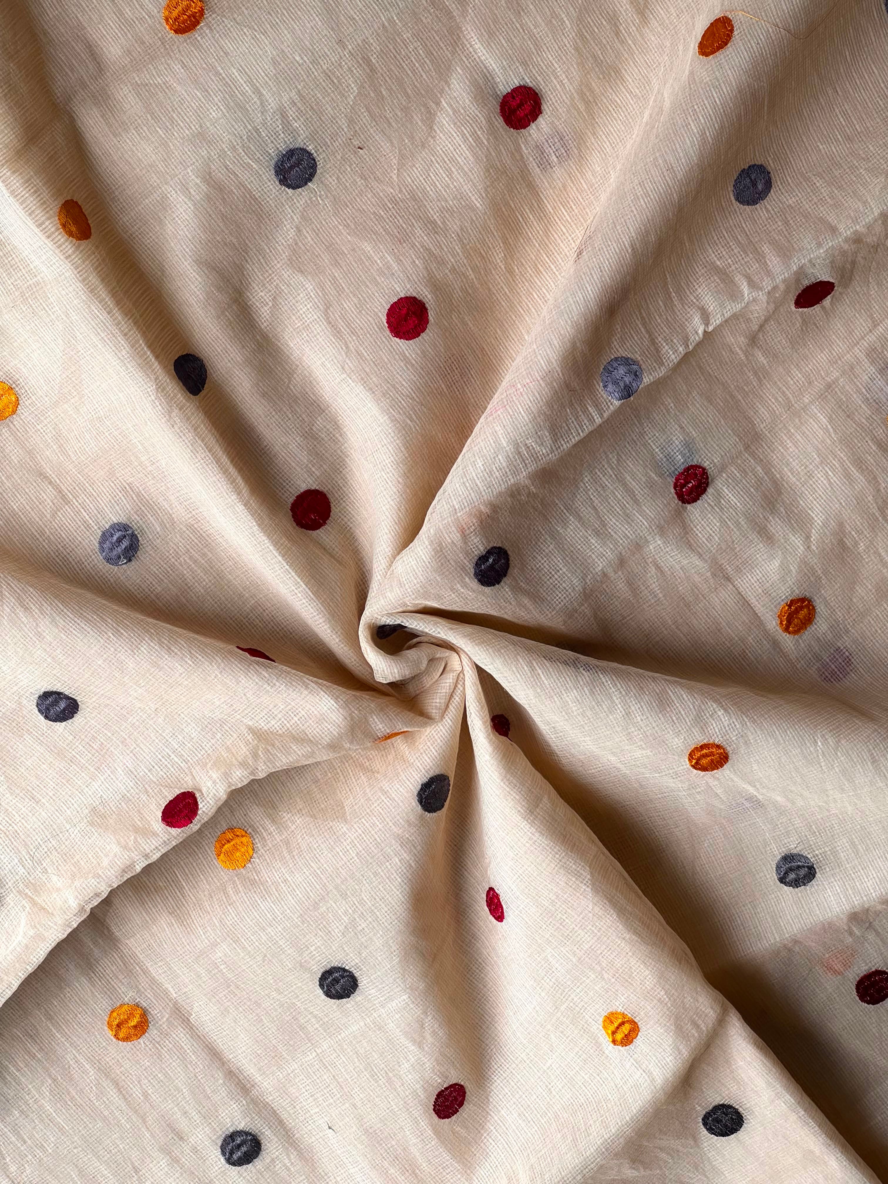Kota Checks Polka Dot Saree