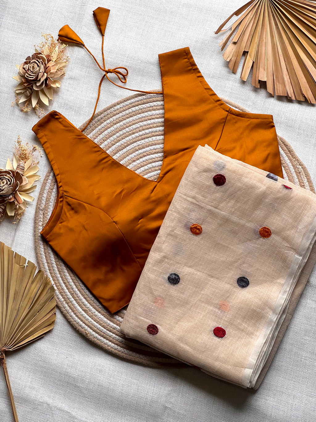 Kota Checks Polka Dot Saree