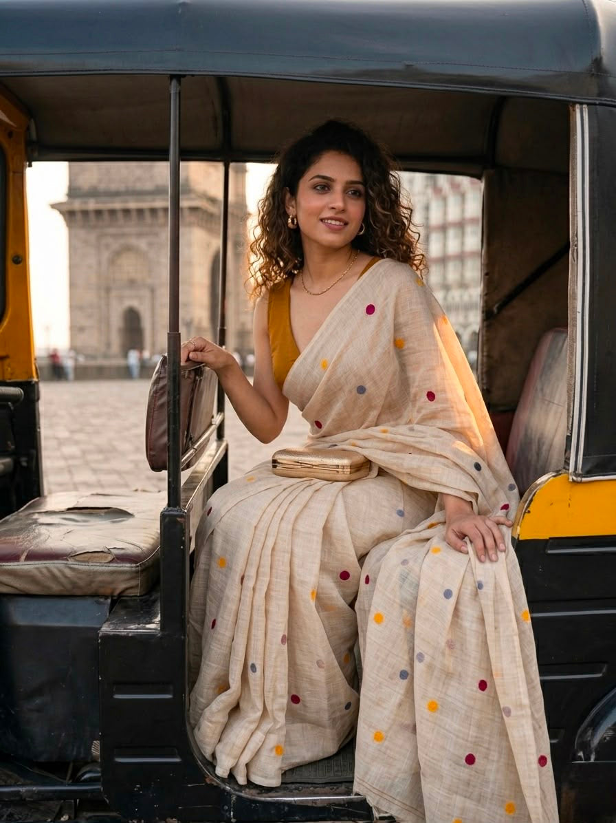 Kota Checks Polka Dot Saree