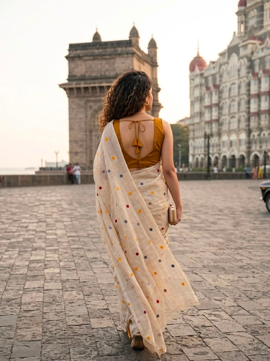 Kota Checks Polka Dot Saree