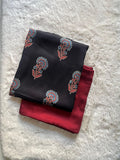 Ajrak modal silk fabric with plain modal silk fabric