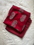 Ajrak modal silk fabric with plain modal silk fabric