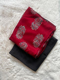 Ajrak modal silk fabric with plain modal silk fabric