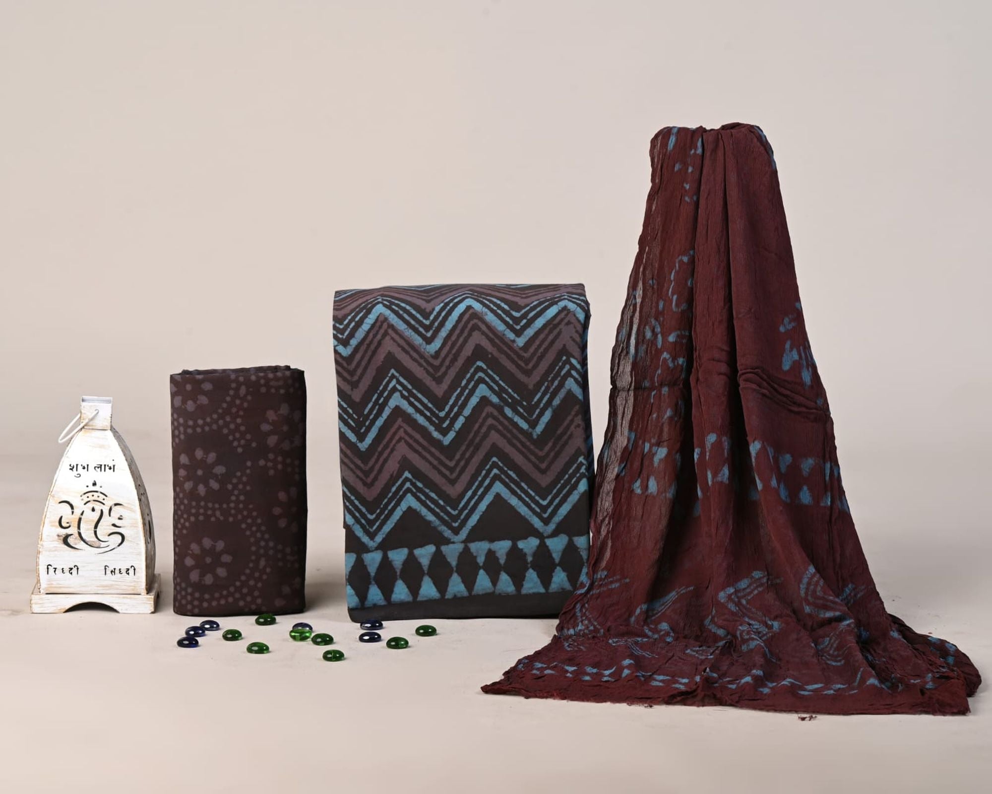 Pure Hand Block Printed Cotton Salwar with Chiffon Dupatta