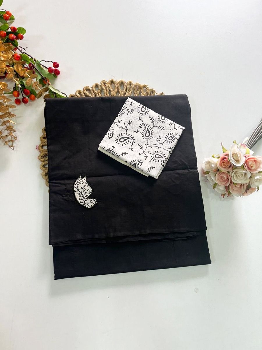 Cotton Blend Applique Work Saree