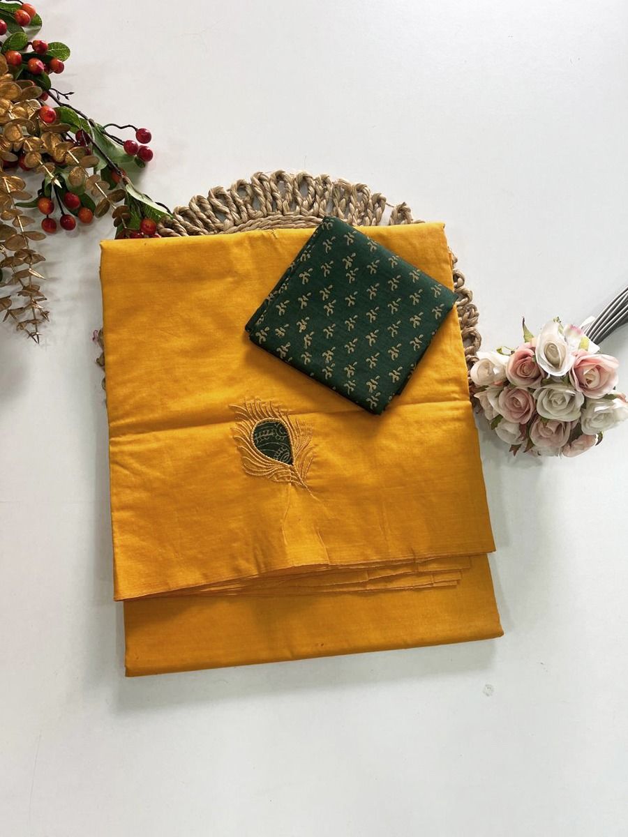 Cotton Blend Applique Work Saree