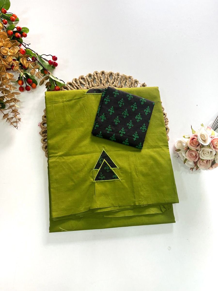 Cotton Blend Applique Work Saree