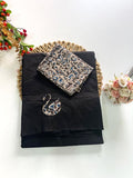 Cotton Blend Applique Work Saree