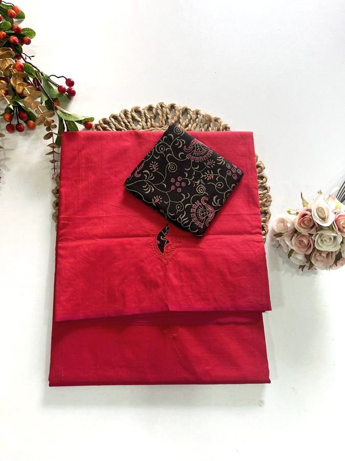 Cotton Blend Applique Work Saree