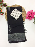Cotton Blend Block Printed Saree