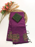 Cotton Blend Block Printed Saree