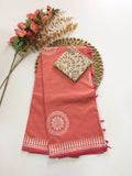 Cotton Blend Block Printed Saree
