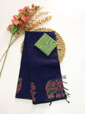 Cotton Blend Block Printed Saree