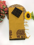 Cotton Blend Elephant Printed Saree