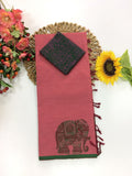 Cotton Blend Elephant Printed Saree