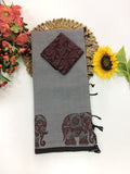 Cotton Blend Elephant Printed Saree