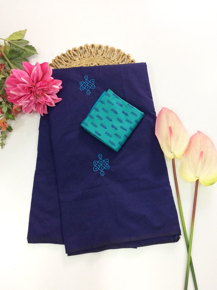 Cotton Blend Embroidery Saree