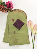 Cotton Blend Embroidery Saree