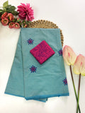 Cotton Blend Embroidery Saree