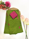 Cotton Blend Embroidery Saree
