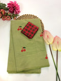 Cotton Blend Embroidery Saree