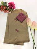 Cotton Blend Embroidery Saree
