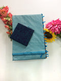 Cotton Blend Mirror Work Saree