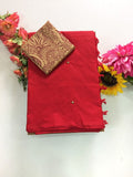 Cotton Blend Mirror Work Saree