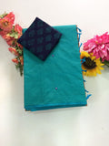 Cotton Blend Mirror Work Saree