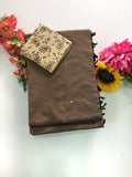 Cotton Blend Mirror Work Saree