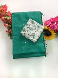 Cotton Blend Mirror Work Saree