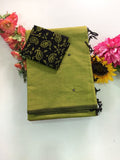 Cotton Blend Mirror Work Saree