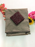 Cotton Blend Plain Saree