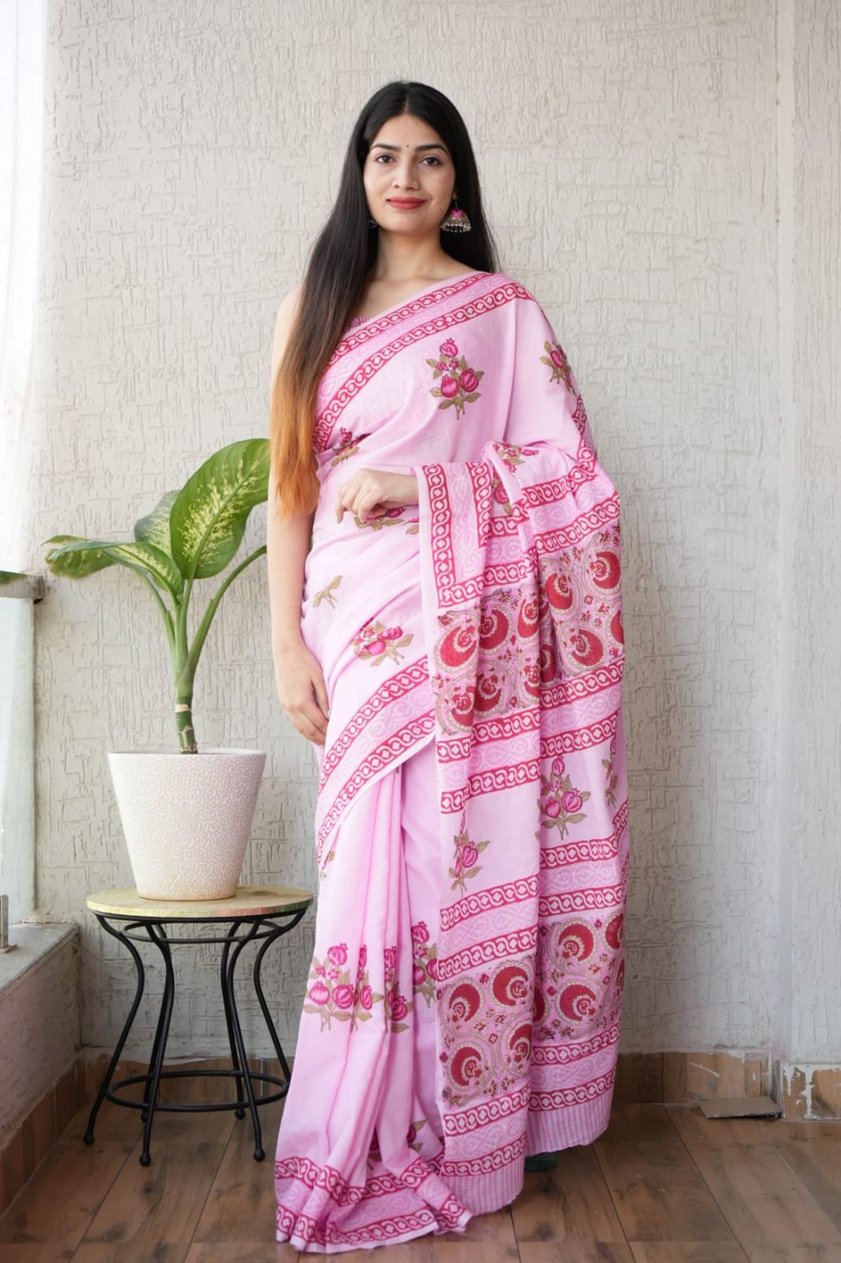 Pure Hand Block Printed Mul Cotton Saree