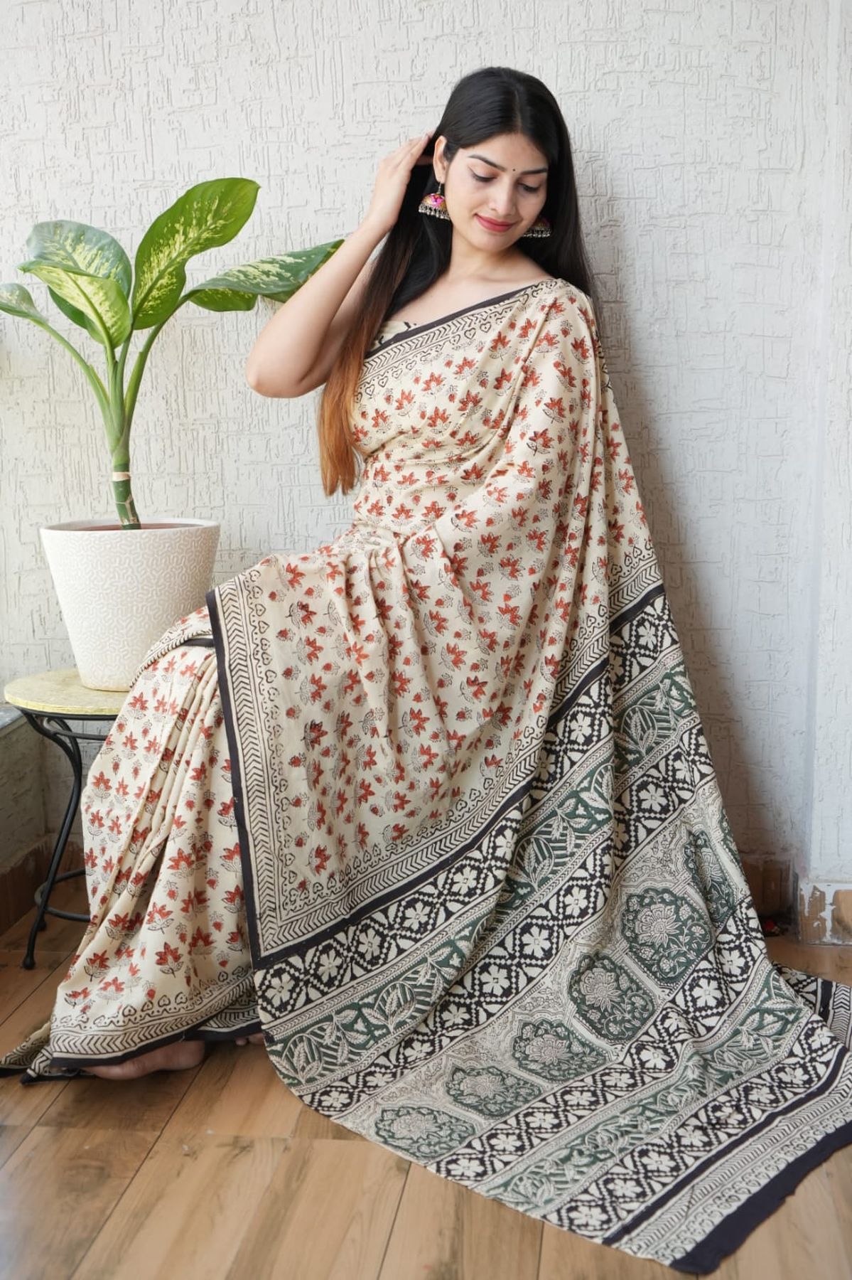 Pure Hand Block Printed Mul Cotton Saree