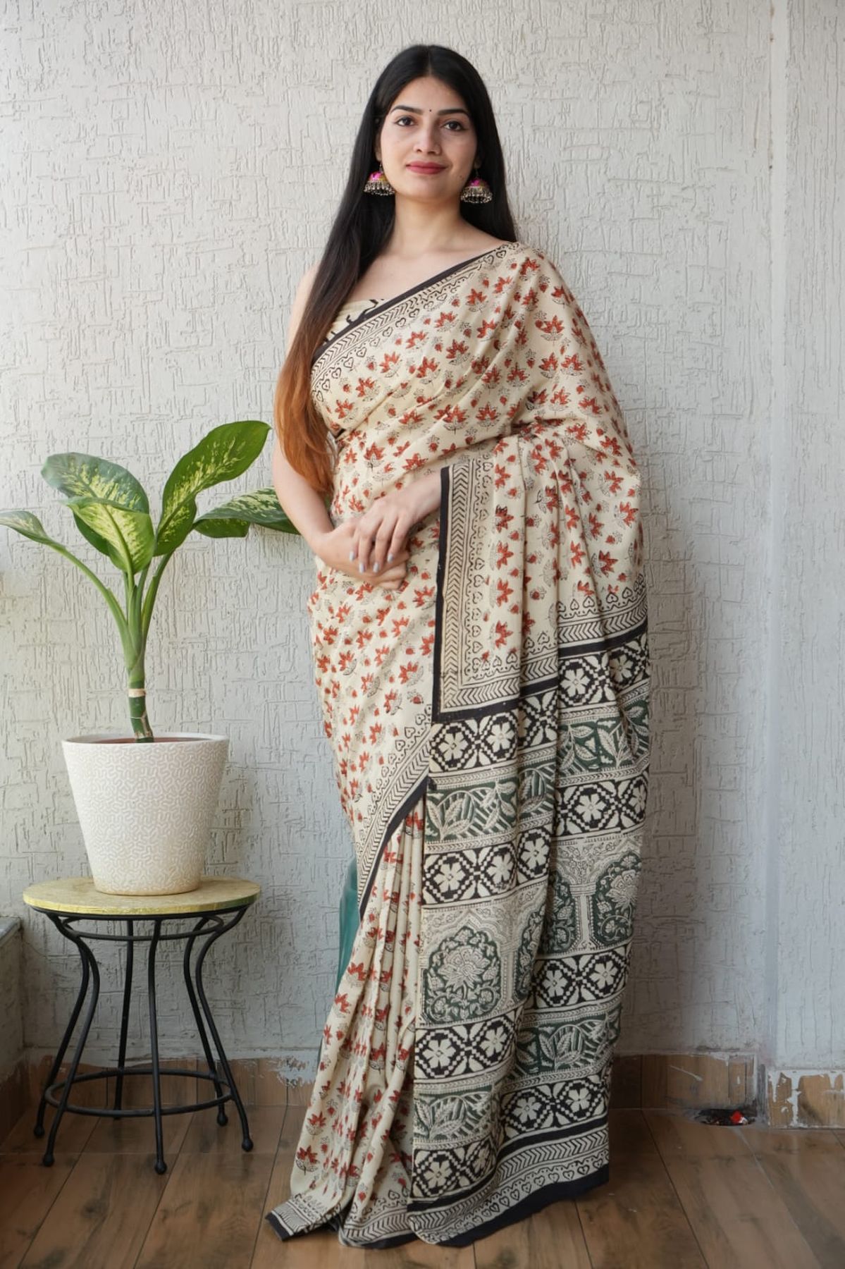 Pure Hand Block Printed Mul Cotton Saree