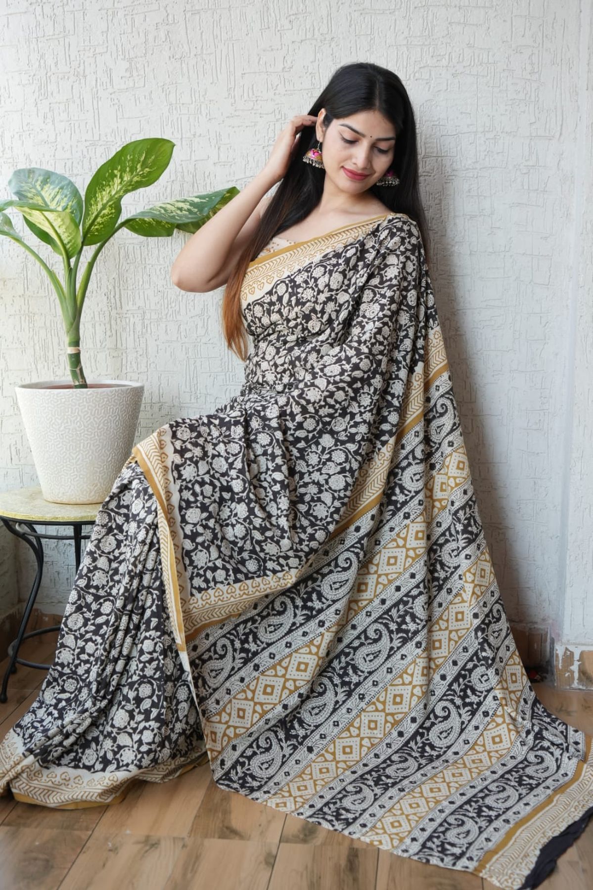 Pure Hand Block Printed Mul Cotton Saree