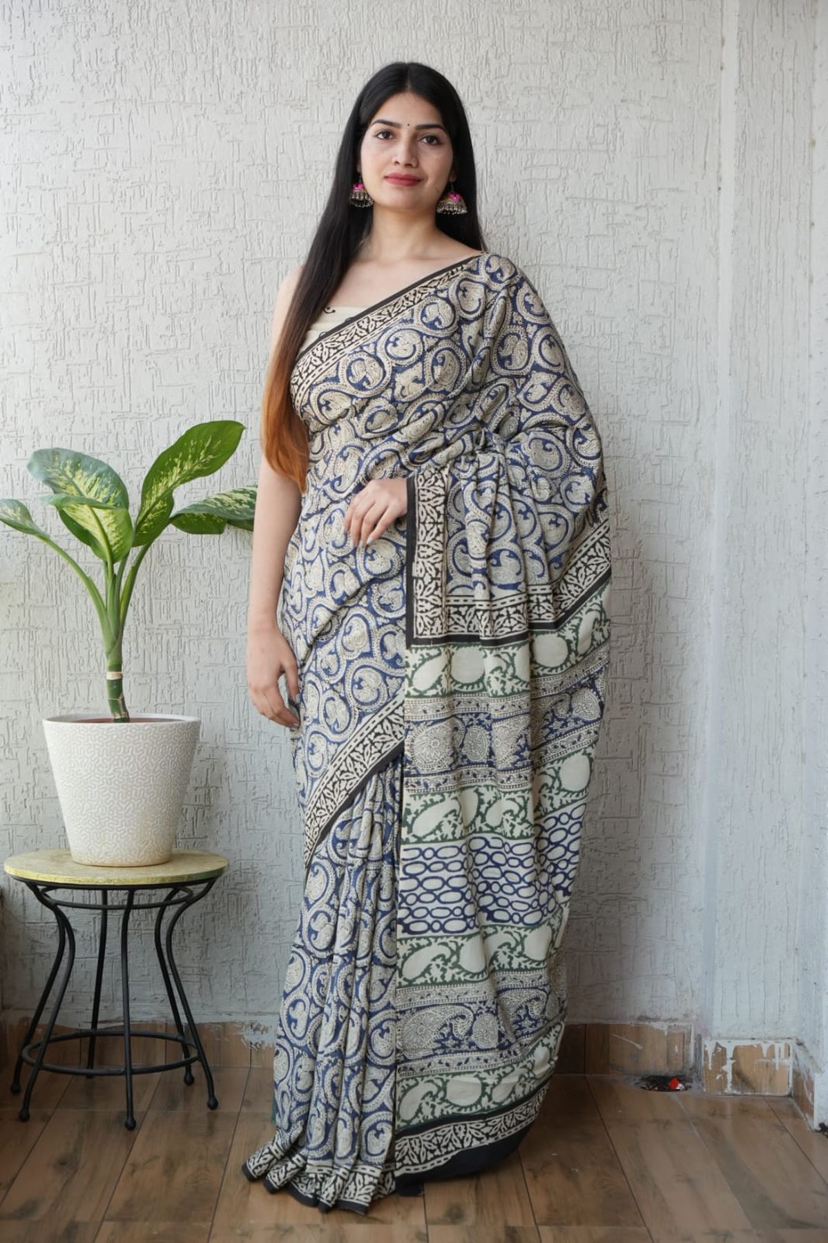 Pure Hand Block Printed Mul Cotton Saree