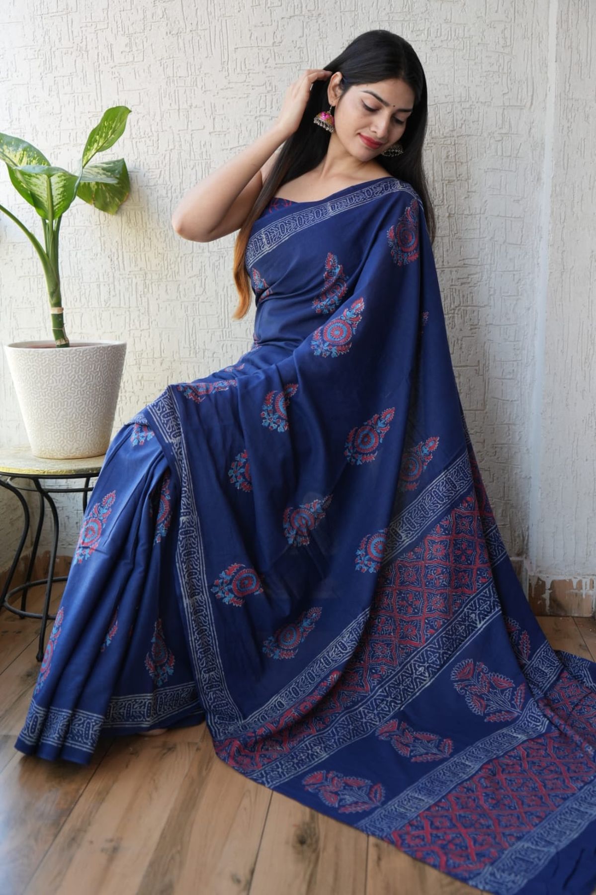 Pure Hand Block Printed Mul Cotton Saree