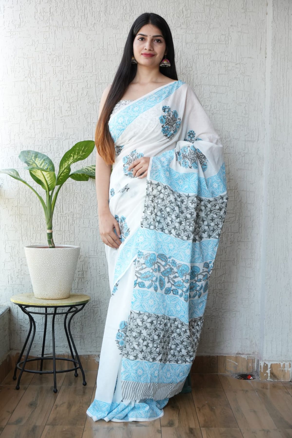 Pure Hand Block Printed Mul Cotton Saree