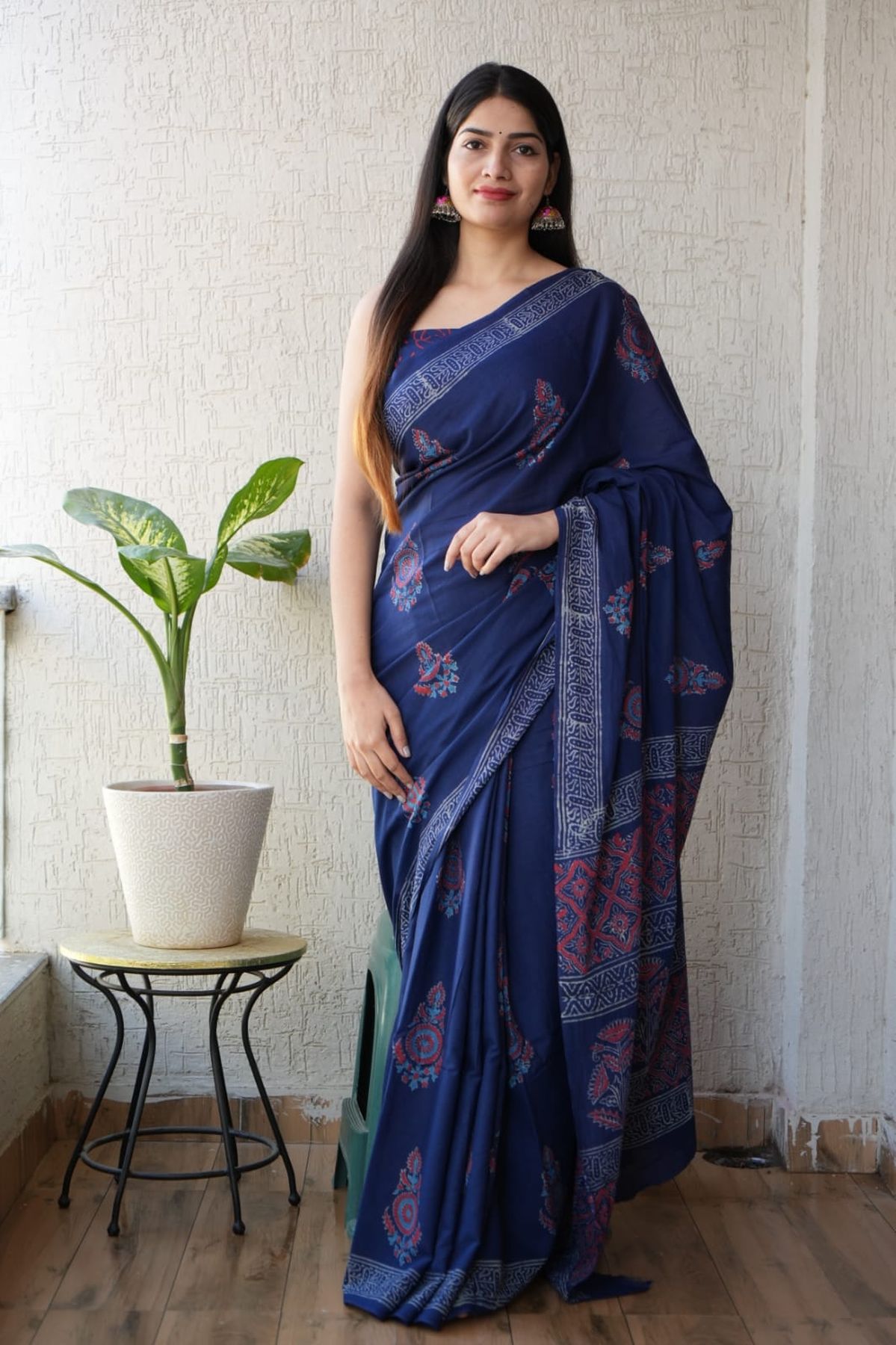 Pure Hand Block Printed Mul Cotton Saree