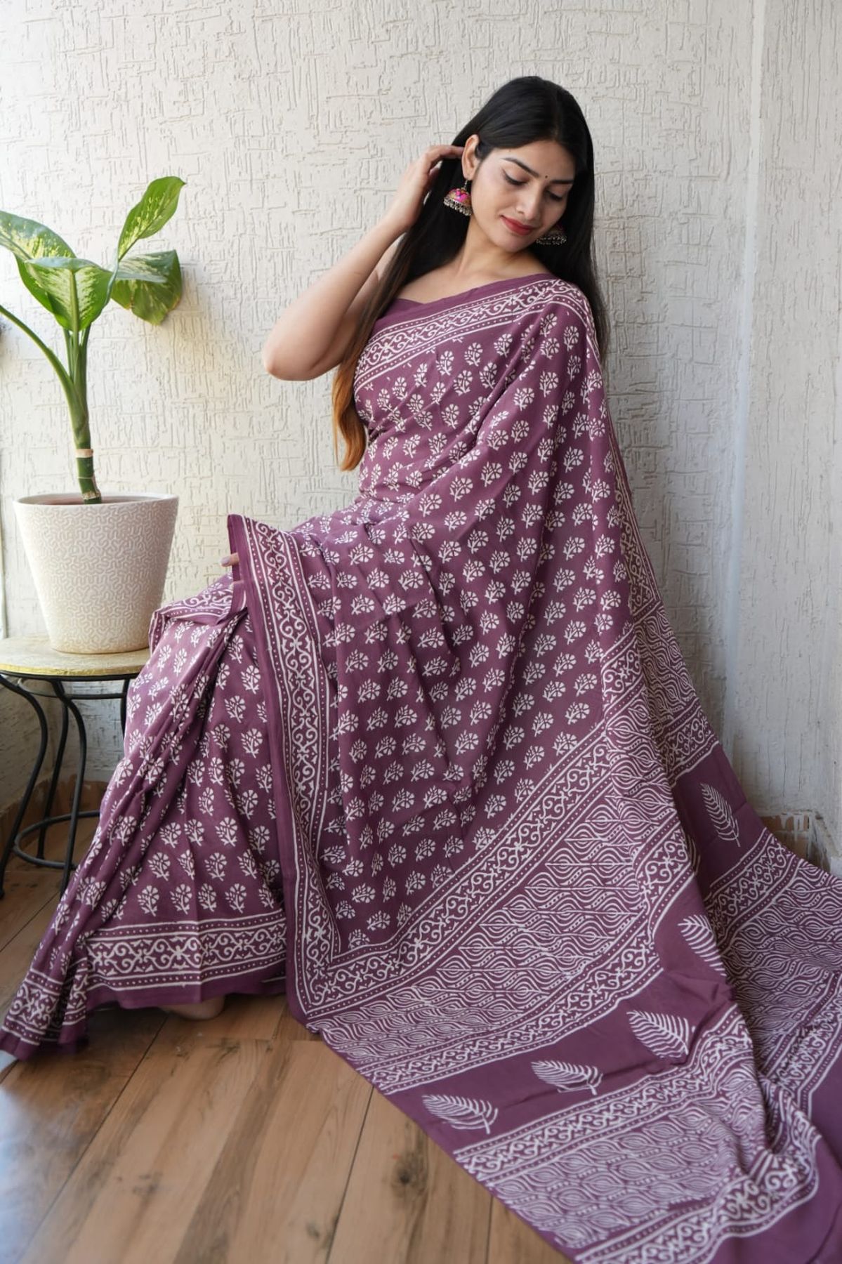 Pure Hand Block Printed Mul Cotton Saree