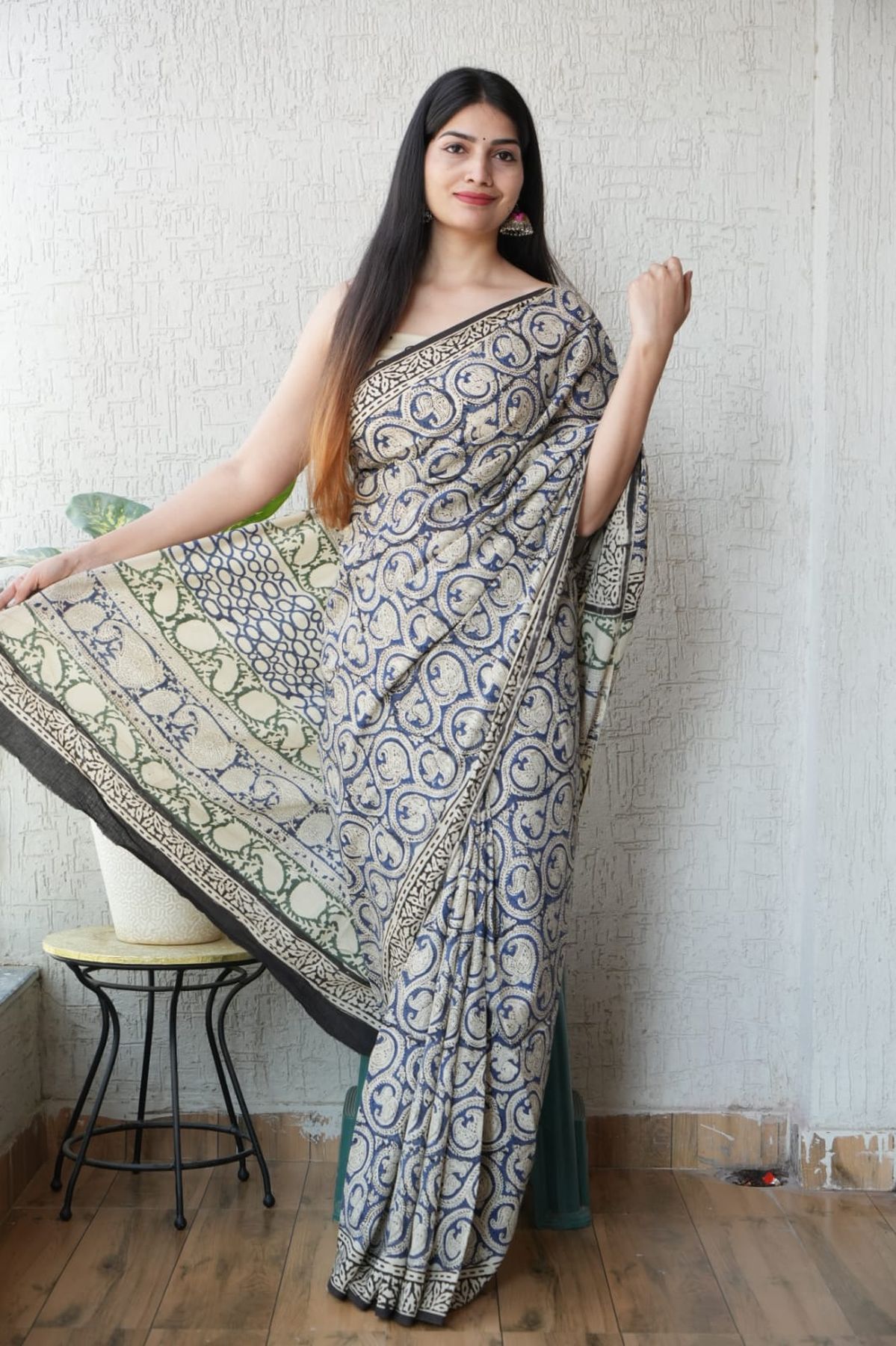 Pure Hand Block Printed Mul Cotton Saree