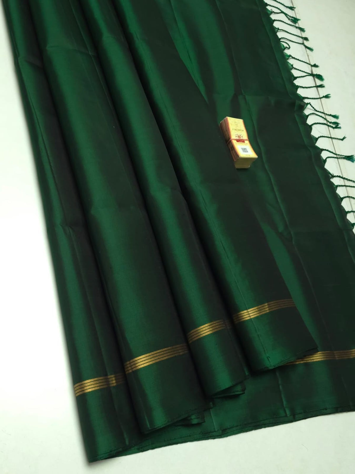 Pure Kanchipuram soft silk saree with plain body and gold zari line border - design 002